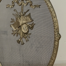 19th Century French Louis XVI Bronze Oval Firescreen