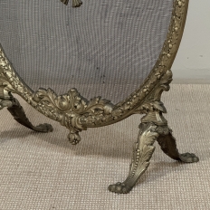19th Century French Louis XVI Bronze Oval Firescreen
