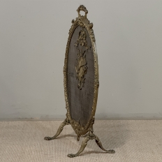 19th Century French Louis XVI Bronze Oval Firescreen