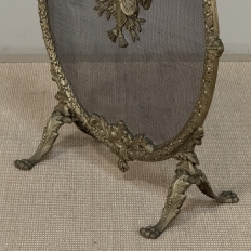 19th Century French Louis XVI Bronze Oval Firescreen