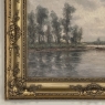 19th Century Belgian Oil on Canvas Painting of Riverboats by Romain Steppe in Original Gilt Frame