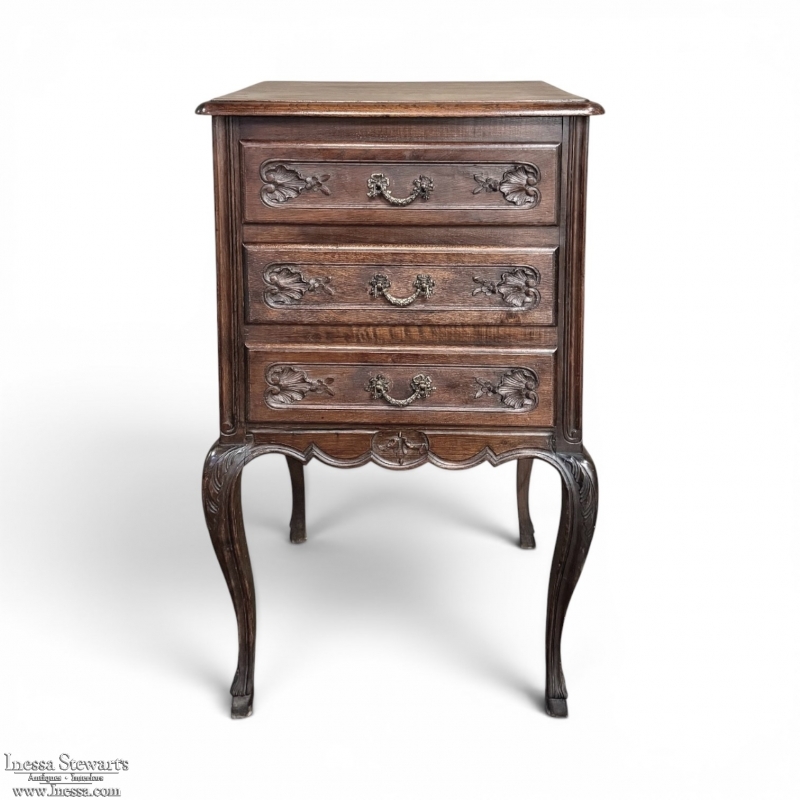 Antique French Louis XV Walnut Petit Commode ~ Nightstand
