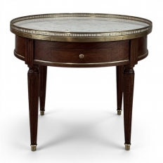 Antique French Louis XVI Mahogany Marble Top Bouillotte Table