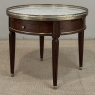 Antique French Louis XVI Mahogany Marble Top Bouillotte Table