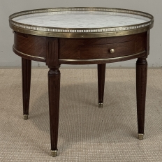 Antique French Louis XVI Mahogany Marble Top Bouillotte Table