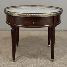 Antique French Louis XVI Mahogany Marble Top Bouillotte Table