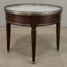 Antique French Louis XVI Mahogany Marble Top Bouillotte Table