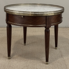 Antique French Louis XVI Mahogany Marble Top Bouillotte Table