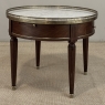 Antique French Louis XVI Mahogany Marble Top Bouillotte Table