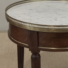 Antique French Louis XVI Mahogany Marble Top Bouillotte Table