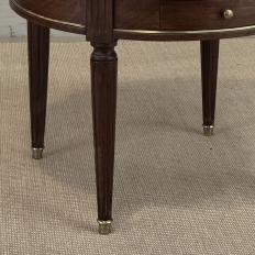 Antique French Louis XVI Mahogany Marble Top Bouillotte Table
