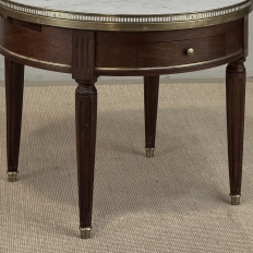 Antique French Louis XVI Mahogany Marble Top Bouillotte Table