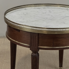 Antique French Louis XVI Mahogany Marble Top Bouillotte Table