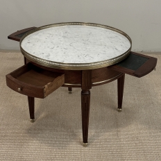 Antique French Louis XVI Mahogany Marble Top Bouillotte Table