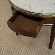 Antique French Louis XVI Mahogany Marble Top Bouillotte Table