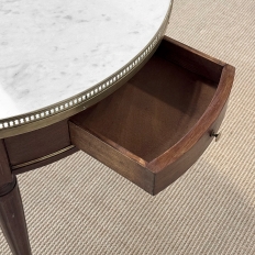 Antique French Louis XVI Mahogany Marble Top Bouillotte Table