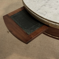Antique French Louis XVI Mahogany Marble Top Bouillotte Table