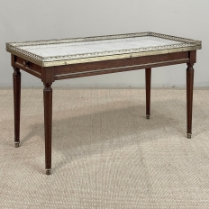 Mid-Century Louis XVI Style Mahogany Coffee Table with Carrara Marble