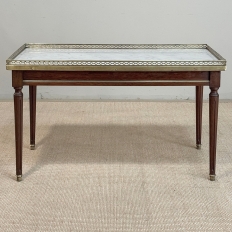 Mid-Century Louis XVI Style Mahogany Coffee Table with Carrara Marble