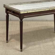 Mid-Century Louis XVI Style Mahogany Coffee Table with Carrara Marble