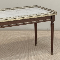 Mid-Century Louis XVI Style Mahogany Coffee Table with Carrara Marble