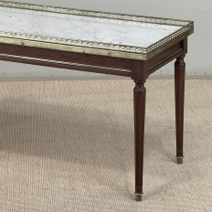 Mid-Century Louis XVI Style Mahogany Coffee Table with Carrara Marble
