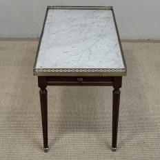 Mid-Century Louis XVI Style Mahogany Coffee Table with Carrara Marble