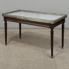 Mid-Century Louis XVI Style Mahogany Coffee Table with Carrara Marble