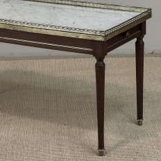 Mid-Century Louis XVI Style Mahogany Coffee Table with Carrara Marble