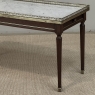 Mid-Century Louis XVI Style Mahogany Coffee Table with Carrara Marble