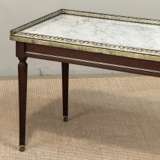 Mid-Century Louis XVI Style Mahogany Coffee Table with Carrara Marble