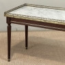 Mid-Century Louis XVI Style Mahogany Coffee Table with Carrara Marble