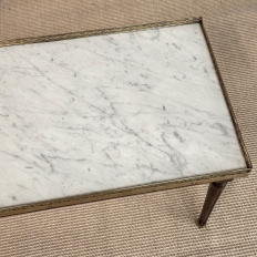 Mid-Century Louis XVI Style Mahogany Coffee Table with Carrara Marble