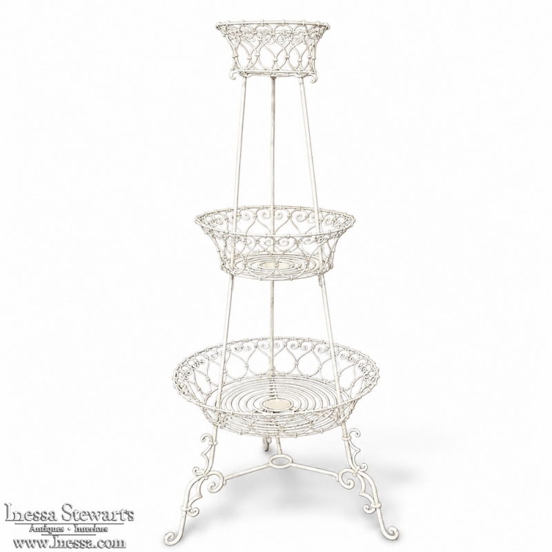 Antique Country French Wrought Iron Triple-Tier Plant Stand ~ Jardiniere