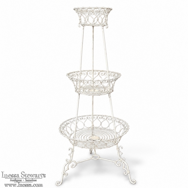 Antique Country French Wrought Iron Triple-Tier Plant Stand ~ Jardiniere