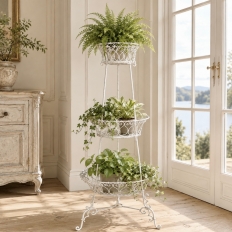 Antique Country French Wrought Iron Triple-Tier Plant Stand ~ Jardiniere