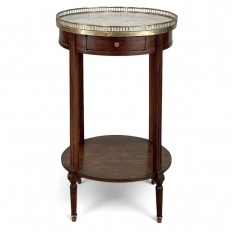 Louis XVI Mahogany Table  ~ Gueridon with Carrara Marble and Brass