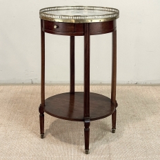 Louis XVI Mahogany Table  ~ Gueridon with Carrara Marble and Brass