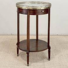 Louis XVI Mahogany Table  ~ Gueridon with Carrara Marble and Brass
