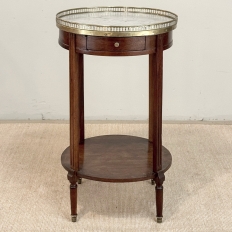Louis XVI Mahogany Table  ~ Gueridon with Carrara Marble and Brass