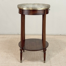 Louis XVI Mahogany Table  ~ Gueridon with Carrara Marble and Brass