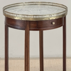 Louis XVI Mahogany Table  ~ Gueridon with Carrara Marble and Brass