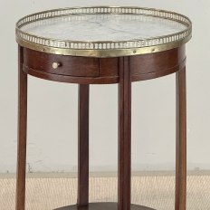 Louis XVI Mahogany Table  ~ Gueridon with Carrara Marble and Brass
