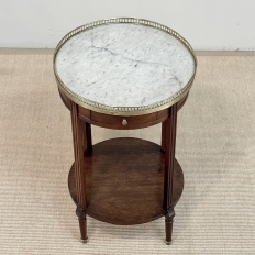Louis XVI Mahogany Table  ~ Gueridon with Carrara Marble and Brass