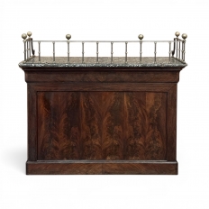 Rare Louis Philippe Period Marble Top Concierge Counter with Original Hand Forged Brass Gallery Rail
