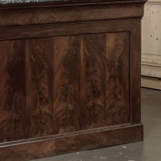 Rare Louis Philippe Period Marble Top Concierge Counter with Original Hand Forged Brass Gallery Rail