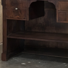Rare Louis Philippe Period Marble Top Concierge Counter with Original Hand Forged Brass Gallery Rail