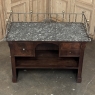 Rare Louis Philippe Period Marble Top Concierge Counter with Original Hand Forged Brass Gallery Rail