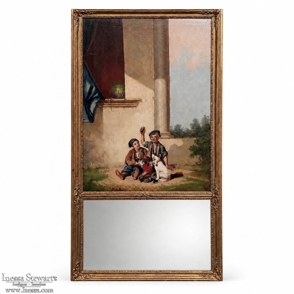 Early 19th Century French Hand-Painted Trumeau Mirror
