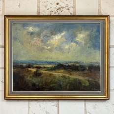 Mid-Century Framed Oil Painting on Panel by H. Lemoine